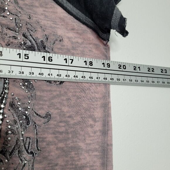 y2k pink black burnout cyber grunge MySpace thin cross wings top small - Picture 5 of 8